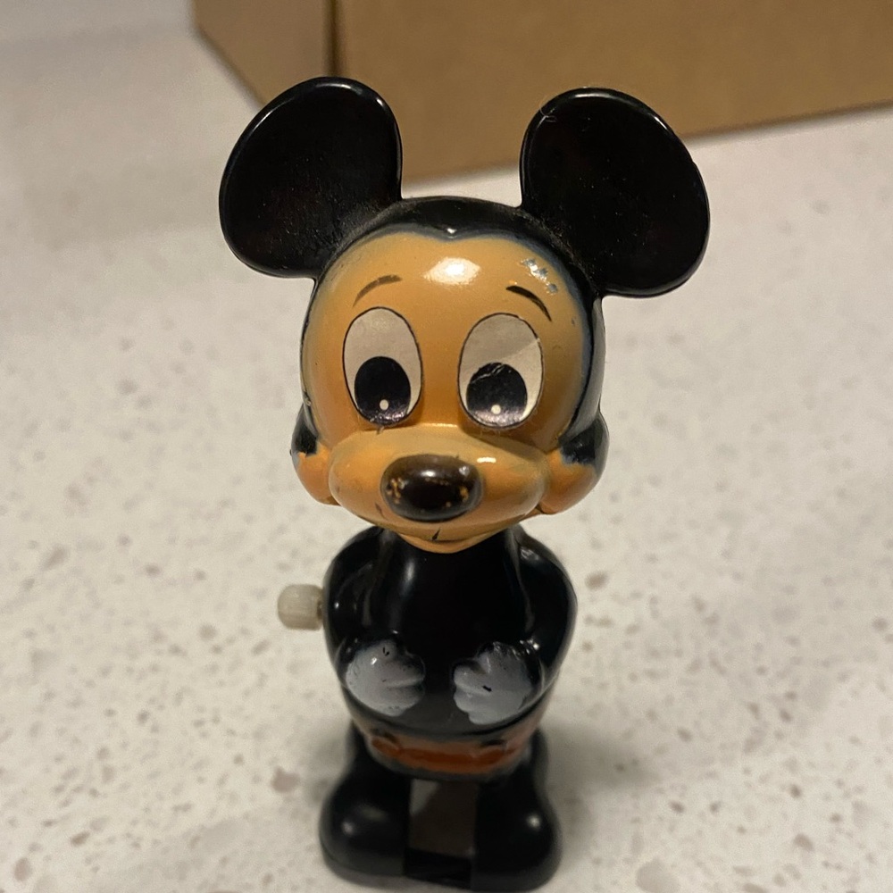 vintage Mickey Mouse wind-up toy walking Walt Disney Production antique